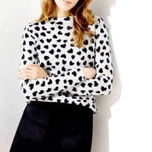 LOFT Gray and Black Heart Sweater